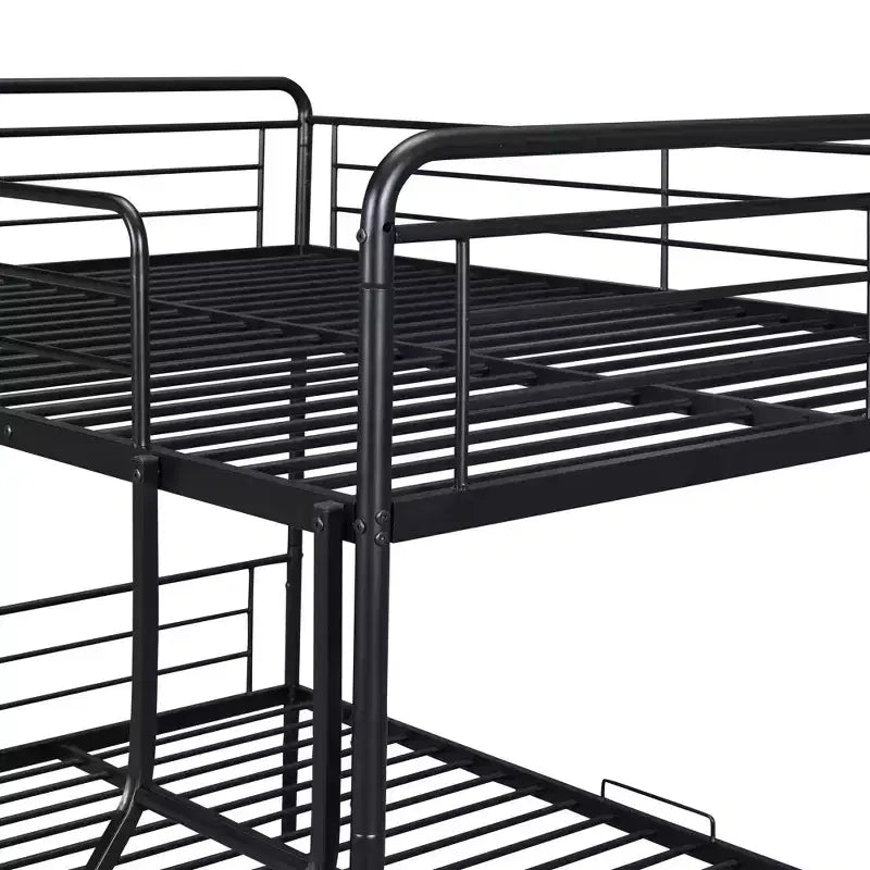 Lit superposé en métal Full XL sur Queen avec lit gigogne, convertible en 2 lits séparés, cadre de lit en fer robuste pour enfants et adolescents
