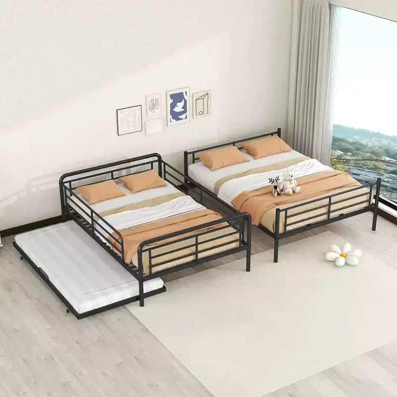 Lit superposé en métal Full XL sur Queen avec lit gigogne, convertible en 2 lits séparés, cadre de lit en fer robuste pour enfants et adolescents