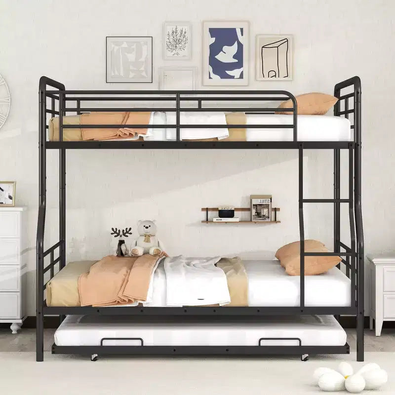 Lit superposé en métal Full XL sur Queen avec lit gigogne, convertible en 2 lits séparés, cadre de lit en fer robuste pour enfants et adolescents