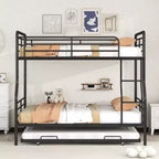 Lit superposé en métal Full XL sur Queen avec lit gigogne, convertible en 2 lits séparés, cadre de lit en fer robuste pour enfants et adolescents
