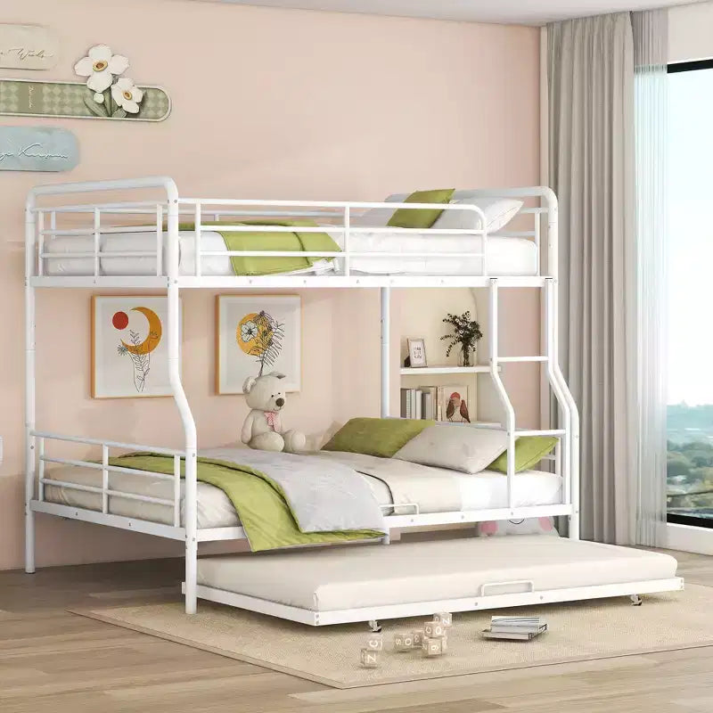 Lit superposé en métal Full XL sur Queen avec lit gigogne, convertible en 2 lits séparés, cadre de lit en fer robuste pour enfants et adolescents