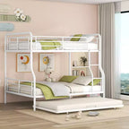 Lit superposé en métal Full XL sur Queen avec lit gigogne, convertible en 2 lits séparés, cadre de lit en fer robuste pour enfants et adolescents