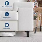 Canapé 3 places de 85 pouces avec assise profonde et accoudoirs réglables, canapé de salon moderne du milieu du siècle, canapé confortable en chenille pour chambre à coucher