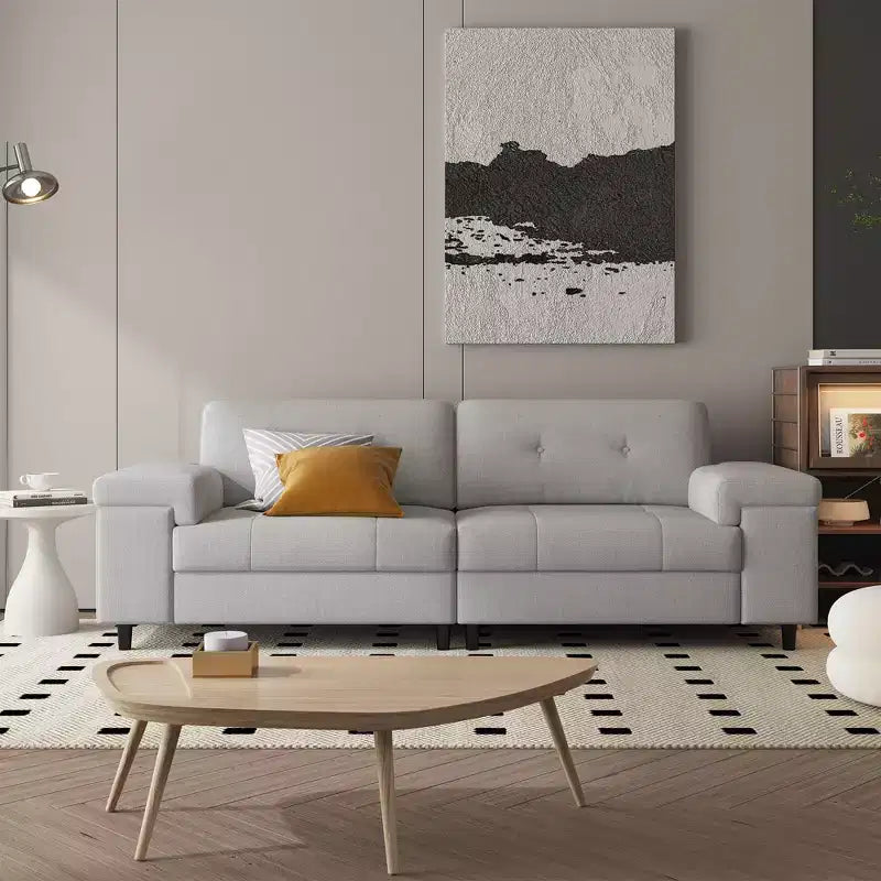 Canapé 3 places de 85 pouces avec assise profonde et accoudoirs réglables, canapé de salon moderne du milieu du siècle, canapé confortable en chenille pour chambre à coucher