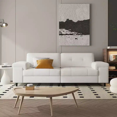 Canapé 3 places de 85 pouces avec assise profonde et accoudoirs réglables, canapé de salon moderne du milieu du siècle, canapé confortable en chenille pour chambre à coucher