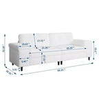 Canapé 3 places de 85 pouces avec assise profonde et accoudoirs réglables, canapé de salon moderne du milieu du siècle, canapé confortable en chenille pour chambre à coucher