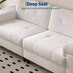 Canapé 3 places de 85 pouces avec assise profonde et accoudoirs réglables, canapé de salon moderne du milieu du siècle, canapé confortable en chenille pour chambre à coucher