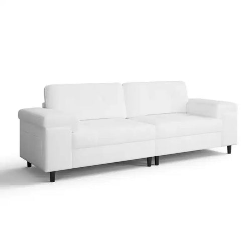 85 Inch 3 Seater Couch with Deep Seat & Adjustable Armrest, Mid Century Modern Living Room Sofa, Comfy Chenille Sofa Comfortable Couches for Bedroom