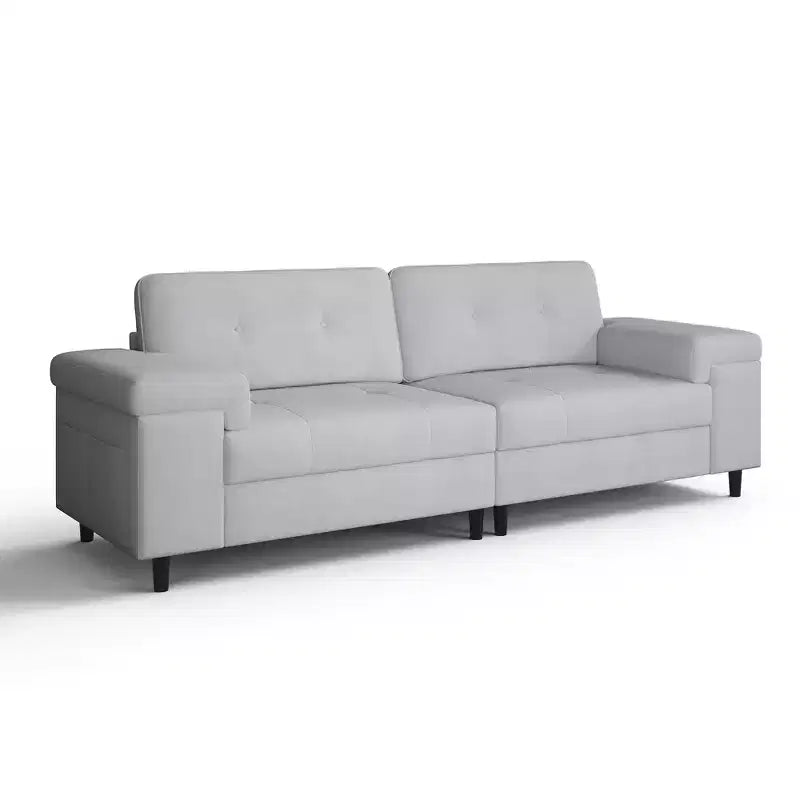Canapé 3 places de 85 pouces avec assise profonde et accoudoirs réglables, canapé de salon moderne du milieu du siècle, canapé confortable en chenille pour chambre à coucher