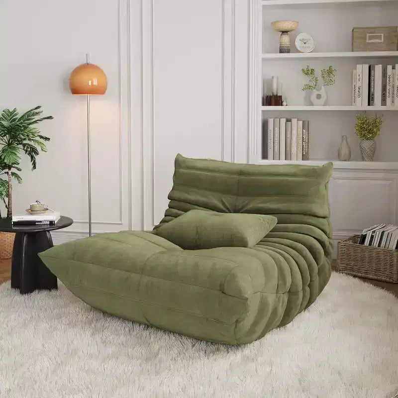 Fauteuil poire Acekool pour adultes, canapé simple en mousse à mémoire de forme, tissu effet daim, chaise de sol moderne et confortable pour salon et chambre à coucher, vert
