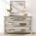 GustoWave Entryway Table, Console Table with 2 Storage Drawers, 3 Tier Farmhouse Wooden Sofa Table, Hallway Tables, Rustic Grey