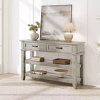 Table d'entrée GustoWave, Console avec 2 tiroirs de rangement, Table de canapé rustique à 3 niveaux, Tables de couloir, Gris rustique