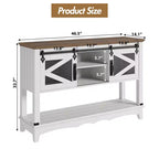 GustoWave Table console de ferme de 118 cm avec portes coulissantes et armoire de rangement - Table d'entrée, Table de canapé pour salon, Blanche