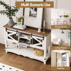 GustoWave Table console de ferme de 118 cm avec portes coulissantes et armoire de rangement - Table d'entrée, Table de canapé pour salon, Blanche