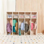 Vestiaire à 5 compartiments pour tout-petits et 5 bacs de rangement avant à écope ECR4Kids Streamline, Rangement à casiers