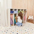 Vestiaire à 5 compartiments pour tout-petits et 5 bacs de rangement avant à écope ECR4Kids Streamline, Rangement à casiers