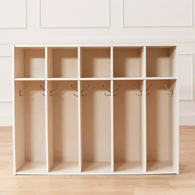 Vestiaire à 5 compartiments pour tout-petits et 5 bacs de rangement avant à écope ECR4Kids Streamline, Rangement à casiers
