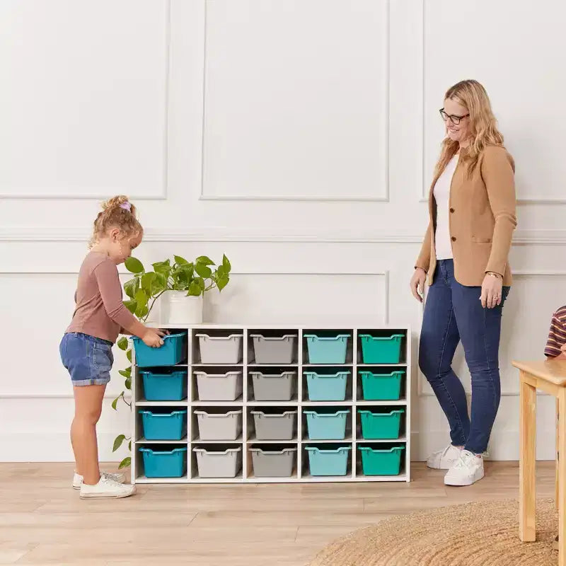 Meuble de rangement ECR4Kids Streamline 20 bacs avec 20 bacs à façade ouverte, 4x5, Meuble pour enfants