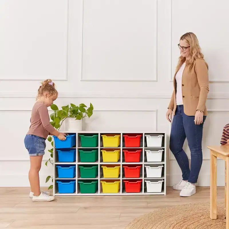 Meuble de rangement ECR4Kids Streamline 20 bacs avec 20 bacs à façade ouverte, 4x5, Meuble pour enfants
