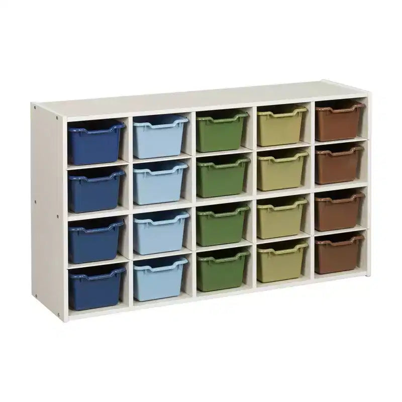 Meuble de rangement ECR4Kids Streamline 20 bacs avec 20 bacs à façade ouverte, 4x5, Meuble pour enfants