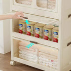 GustoWave Armoire penderie 4 niveaux pour enfants - Armoire portable pour enfants avec portes et roulettes - Organiseur de vêtements de bébé pliable avec tringle à suspendre et 10 cintres