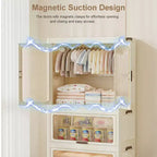 GustoWave Armoire penderie 4 niveaux pour enfants - Armoire portable pour enfants avec portes et roulettes - Organiseur de vêtements de bébé pliable avec tringle à suspendre et 10 cintres