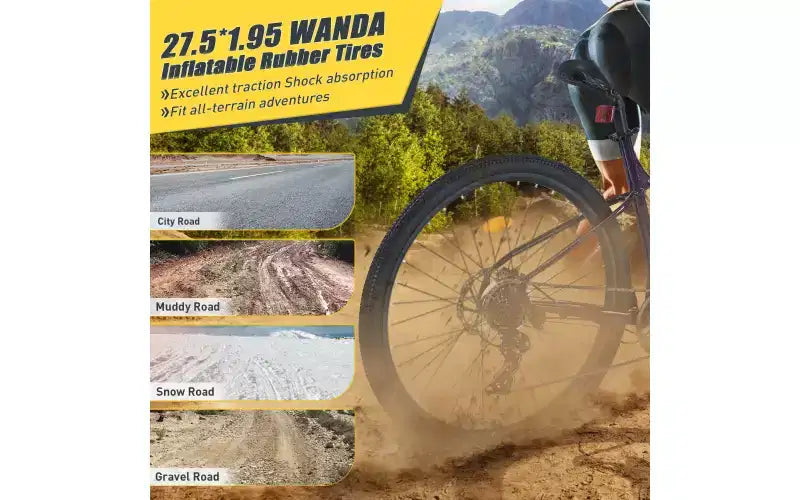 Vélo tout-terrain 27,5 pouces, 8 vitesses, pour hommes, femmes, garçons et filles, suspension avant, cadre en acier