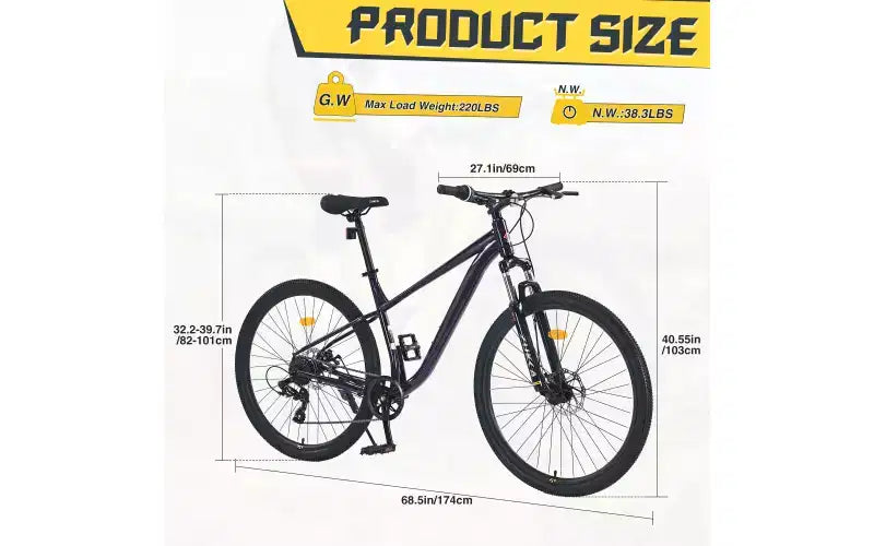 Vélo tout-terrain 27,5 pouces, 8 vitesses, pour hommes, femmes, garçons et filles, suspension avant, cadre en acier