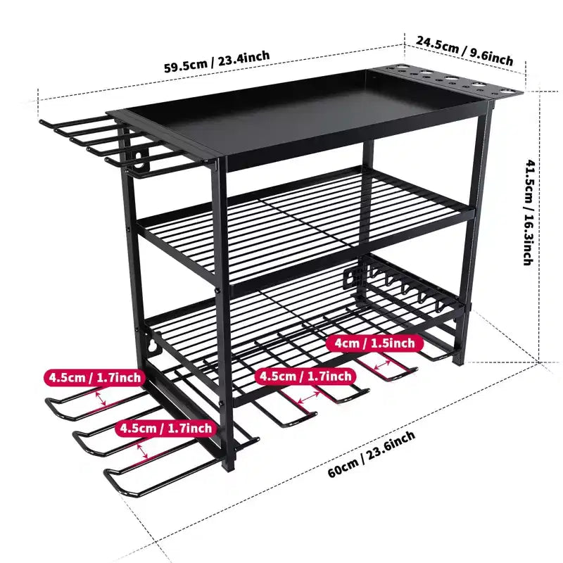 TROPOW Support mural de rangement pour outils électriques, support à 4 niveaux pour 4 perceuses électriques, étagère à outils robuste pour garage, atelier