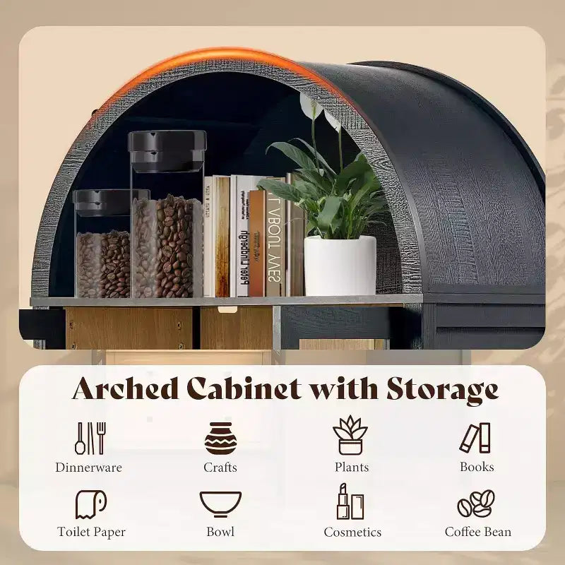 Meuble de rangement haut AMERLIFE 71 avec portes vitrées et tiroirs pour salon, chêne noir