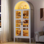 COZONY 70 Armoire de cuisine cintrée avec lumières LED et portes vitrées, étagère réglable, bibliothèque d'exposition