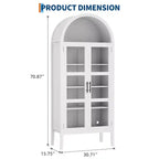 COZONY 70 Armoire de cuisine cintrée avec lumières LED et portes vitrées, étagère réglable, bibliothèque d'exposition