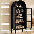 COZONY 70 Armoire de cuisine cintrée avec lumières LED et portes vitrées, étagère réglable, bibliothèque d'exposition
