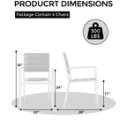COZONY Ensemble de 4 chaises de salle à manger d'extérieur, chaises de terrasse résistantes aux intempéries avec accoudoirs, cadre en métal pour pelouse, terrasse, balcon et bord de piscine