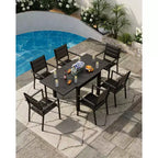 COZONY Ensemble de 4 chaises de salle à manger d'extérieur, chaises de terrasse résistantes aux intempéries avec accoudoirs, cadre en métal pour pelouse, terrasse, balcon et bord de piscine
