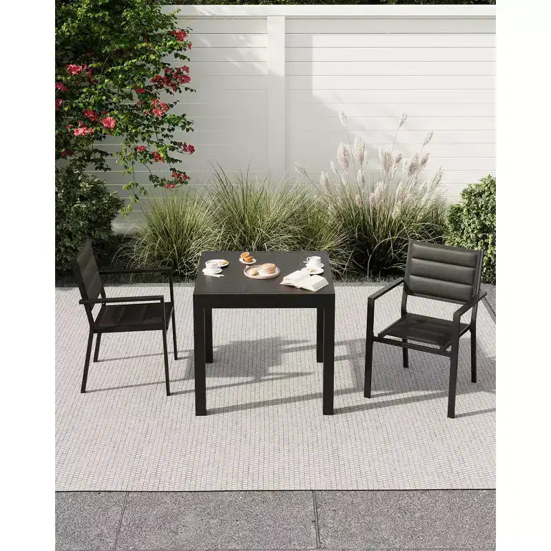 COZONY Ensemble de 4 chaises de salle à manger d'extérieur, chaises de terrasse résistantes aux intempéries avec accoudoirs, cadre en métal pour pelouse, terrasse, balcon et bord de piscine