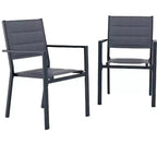 COZONY Ensemble de 4 chaises de salle à manger d'extérieur, chaises de terrasse résistantes aux intempéries avec accoudoirs, cadre en métal pour pelouse, terrasse, balcon et bord de piscine