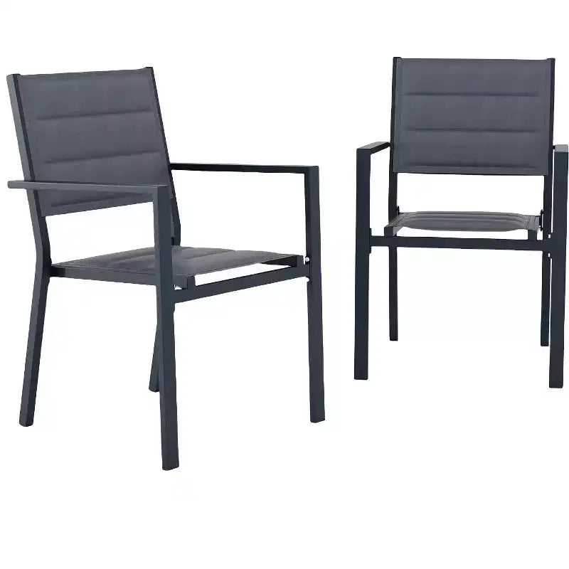 COZONY Ensemble de 4 chaises de salle à manger d'extérieur, chaises de terrasse résistantes aux intempéries avec accoudoirs, cadre en métal pour pelouse, terrasse, balcon et bord de piscine