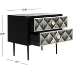 Table de chevet Tessie 2 tiroirs avec incrustation en os - SFV6609 - Os/Noir - Safavieh Couture