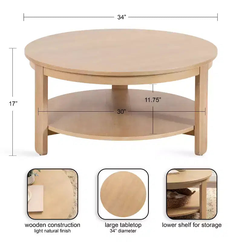 Table basse ronde en MDF Foxford Kate and Laurel