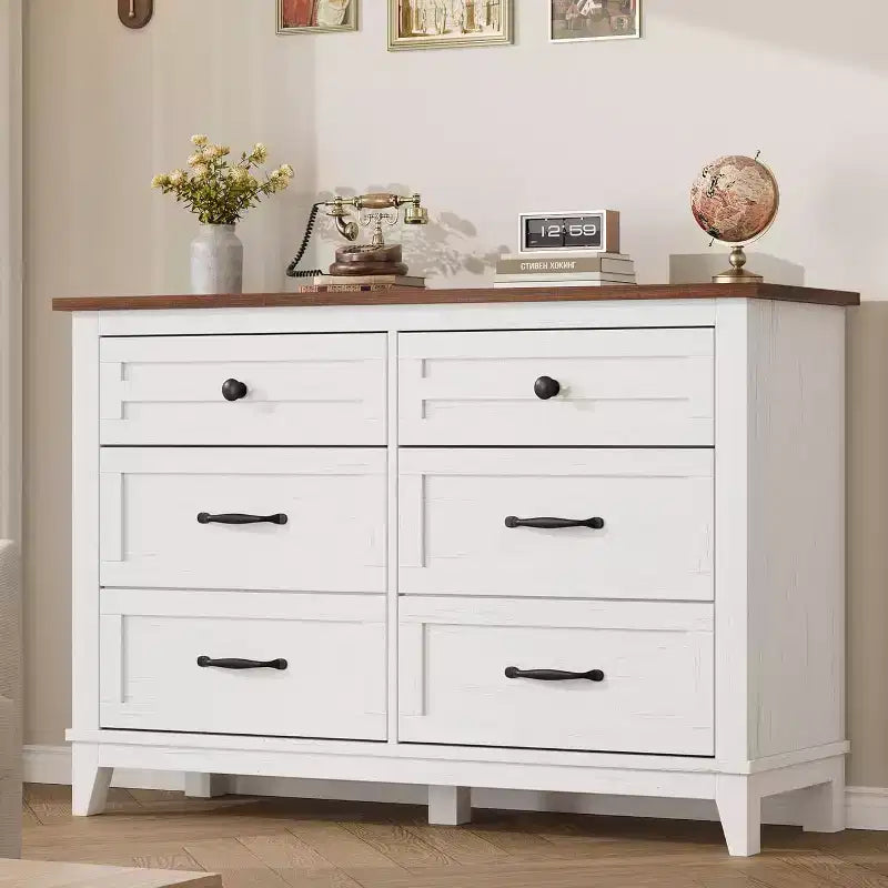 Commode pour Chambre, Commode Moderne en Bois à 6 Tiroirs, Meuble TV, Armoire en Bois, Commodes à 6 Tiroirs pour Chambre Salon