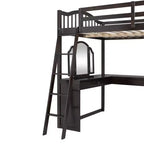 Lit mezzanine double avec bureau, lit mezzanine en bois avec tiroirs et étagères de rangement, lit mezzanine double haut avec miroir de coiffeuse pour enfants, adolescents et adultes