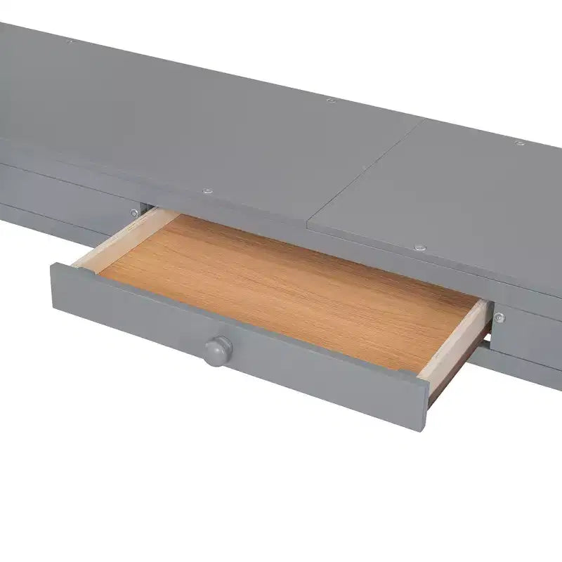 Lit mezzanine double avec bureau, lit mezzanine en bois avec tiroirs et étagères de rangement, lit mezzanine double haut avec miroir de coiffeuse pour enfants, adolescents et adultes