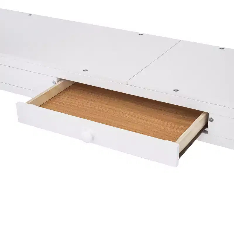 Lit mezzanine double avec bureau, lit mezzanine en bois avec tiroirs et étagères de rangement, lit mezzanine double haut avec miroir de coiffeuse pour enfants, adolescents et adultes