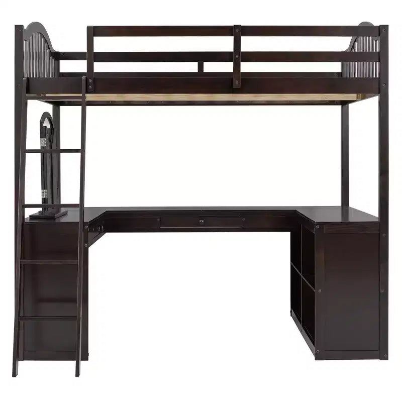 Lit mezzanine double avec bureau, lit mezzanine en bois avec tiroirs et étagères de rangement, lit mezzanine double haut avec miroir de coiffeuse pour enfants, adolescents et adultes