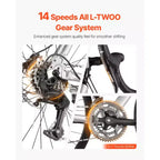 Vélo de route VEVOR, roues de 700C, vélo de course, vélo de route urbain L-TWOO 14 vitesses avec cadre léger en alliage d'aluminium, gris