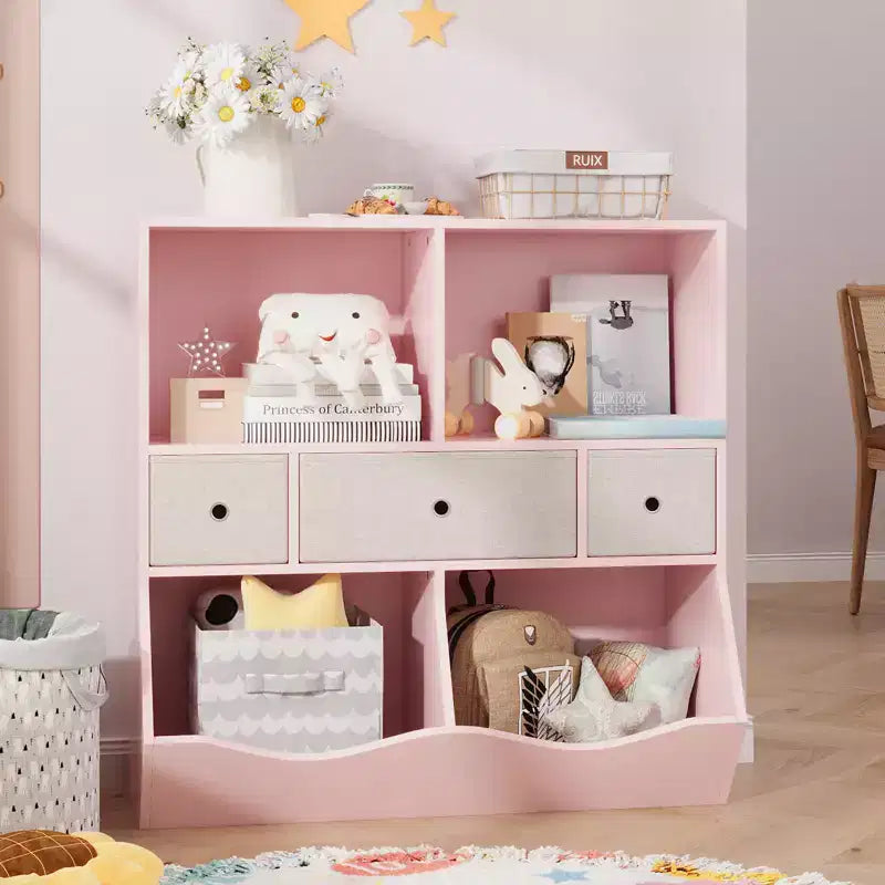 Étagère pour enfants, coffre à jouets de rangement à 3 niveaux, coffre de rangement multifonctionnel pour chambre d'enfant, chambre à coucher, école