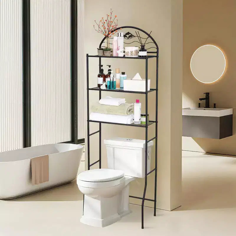 Étagère de salle de bain, Rangement 3 niveaux au-dessus des toilettes - Étagères de rangement en métal robuste pour petits espaces et appartements, gain de place au-dessus des toilettes