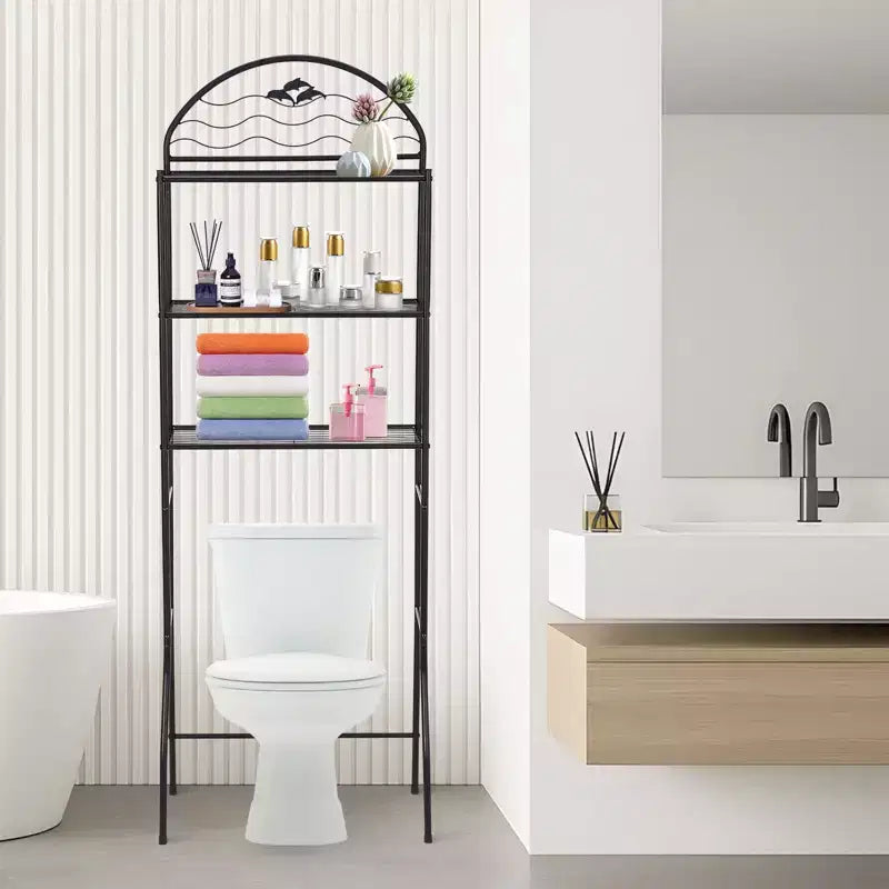 Étagère de salle de bain, Rangement 3 niveaux au-dessus des toilettes - Étagères de rangement en métal robuste pour petits espaces et appartements, gain de place au-dessus des toilettes