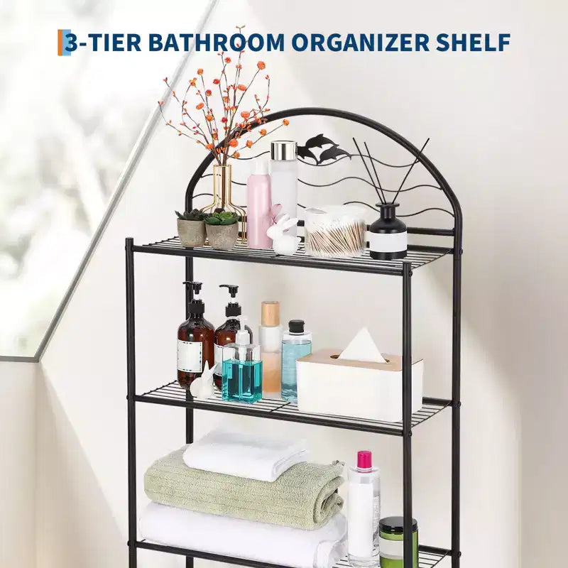 Étagère de salle de bain, Rangement 3 niveaux au-dessus des toilettes - Étagères de rangement en métal robuste pour petits espaces et appartements, gain de place au-dessus des toilettes